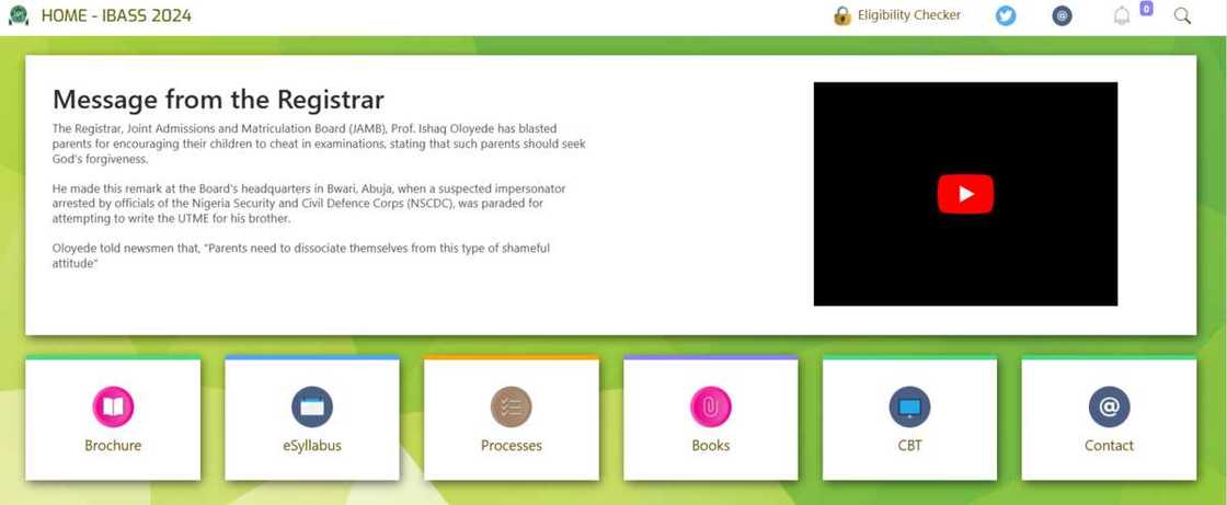 A screenshot of JAMB's official website A screenshot of JAMB's official website