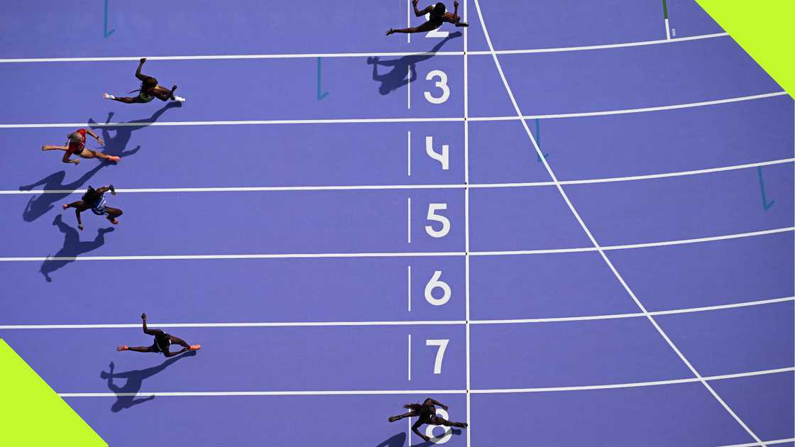 Favour Ofili crossing the finishing line to reach Paris 2024 Olympics final. Favour Ofili crossing the finishing line to reach Paris 2024 Olympics final.