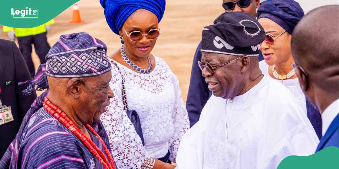 President Tinubu and wife Remi lands in Ogun