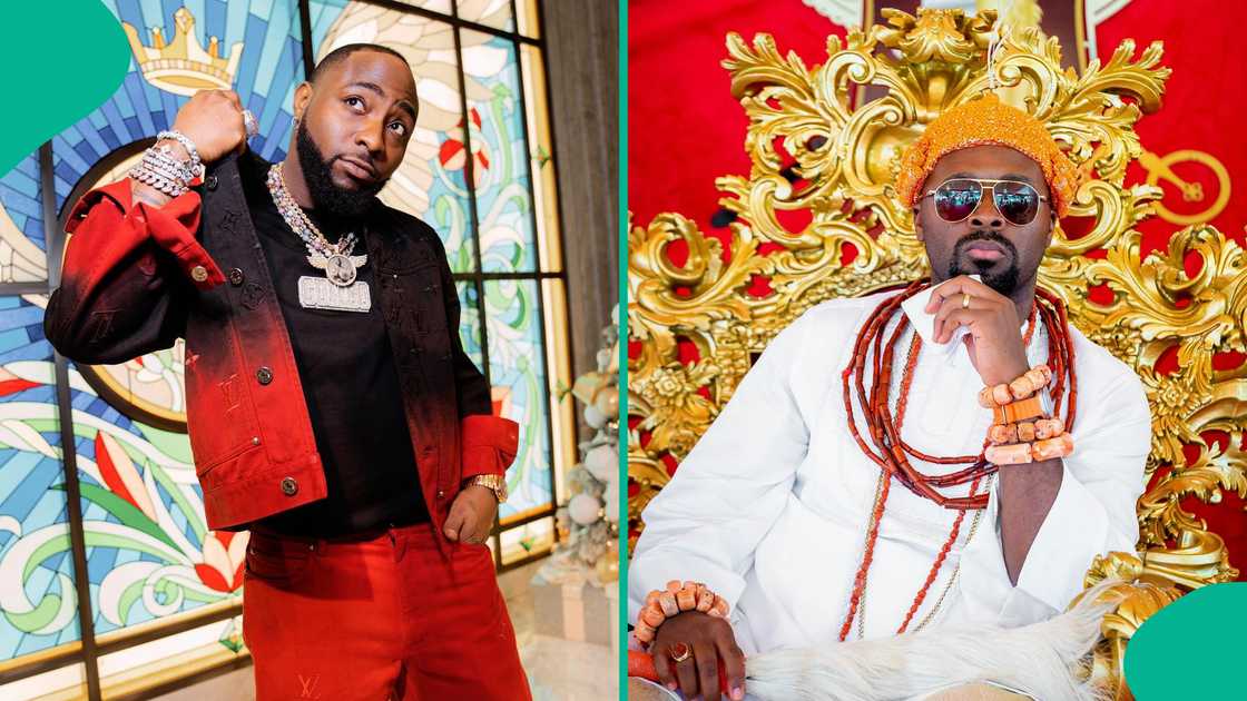 Davido kneels before the Olu of Warri Davido kneels before the Olu of Warri