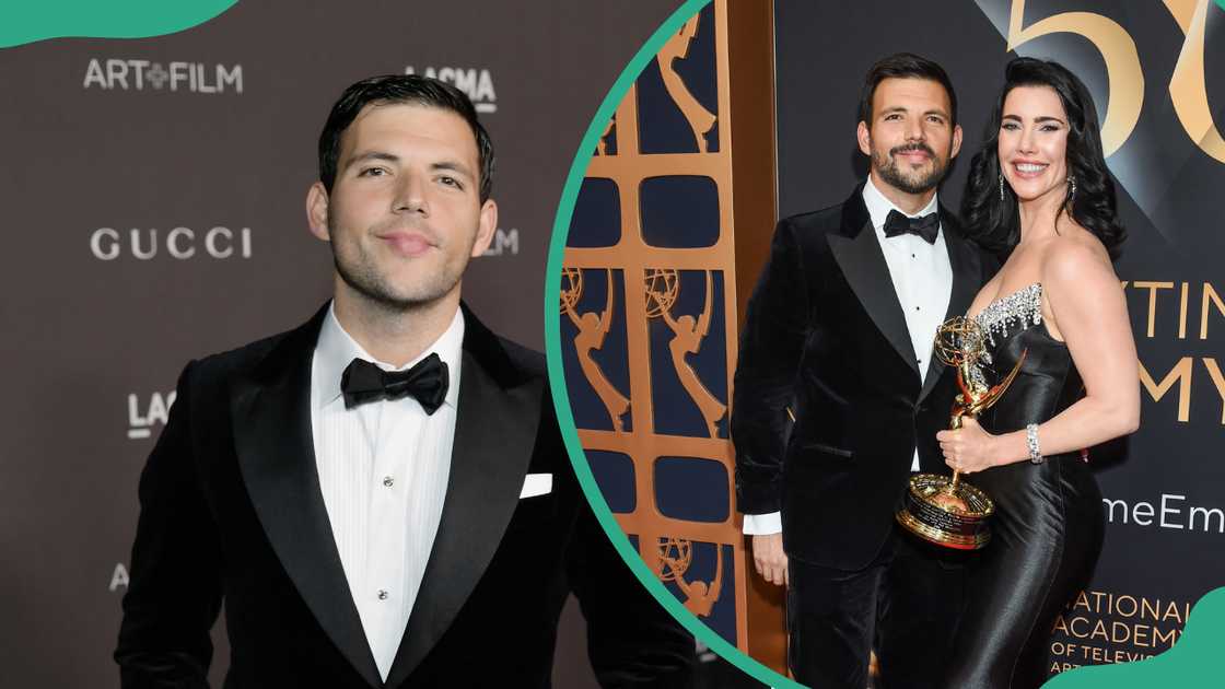 Elan Ruspoli and Jacqueline MacInnes Wood pose with her Emmy Award