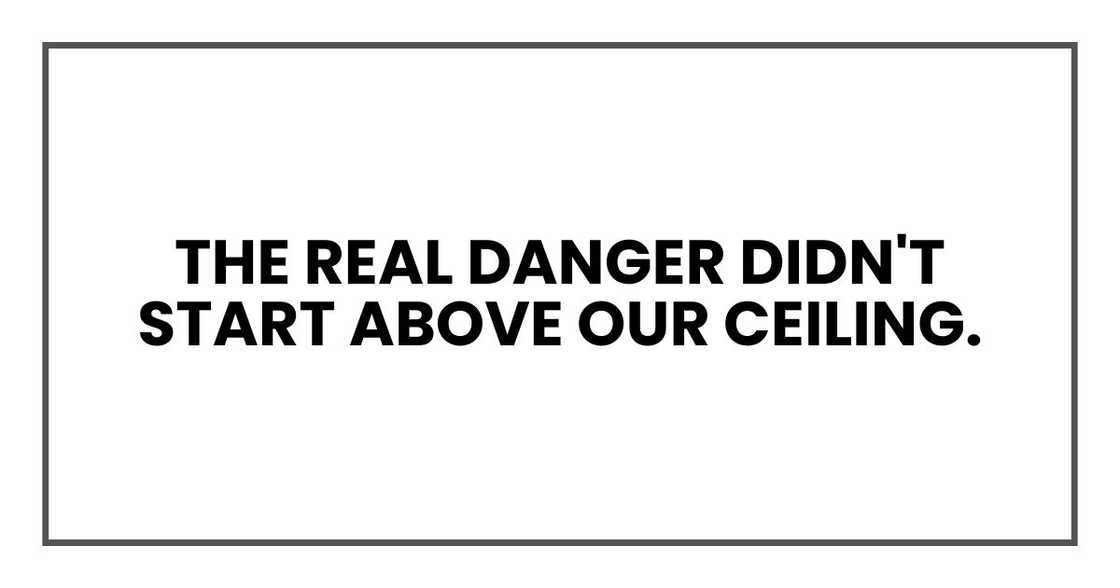The real danger didn't start above our ceiling. The real danger didn't start above our ceiling.