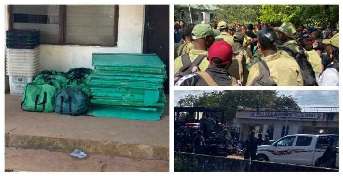 INEC materials, ad hoc staff, armed security men INEC materials, ad hoc staff, armed security men