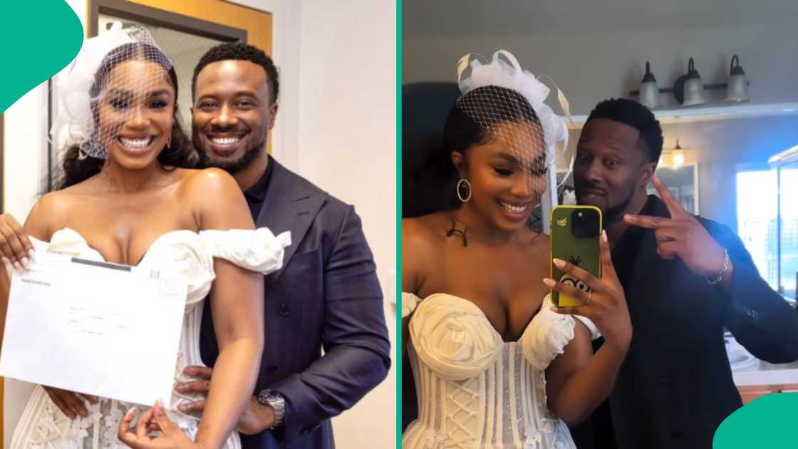 Sharon Ooja and husband Ugo Nwoke's first wedding anniversary. Sharon Ooja and husband Ugo Nwoke's first wedding anniversary.