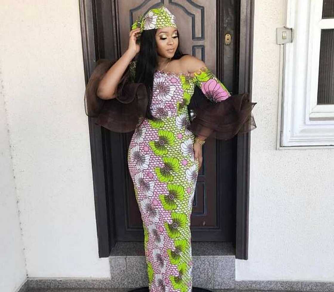 Bella Naija fashion dress with chiffon trim Bella Naija fashion dress with chiffon trim