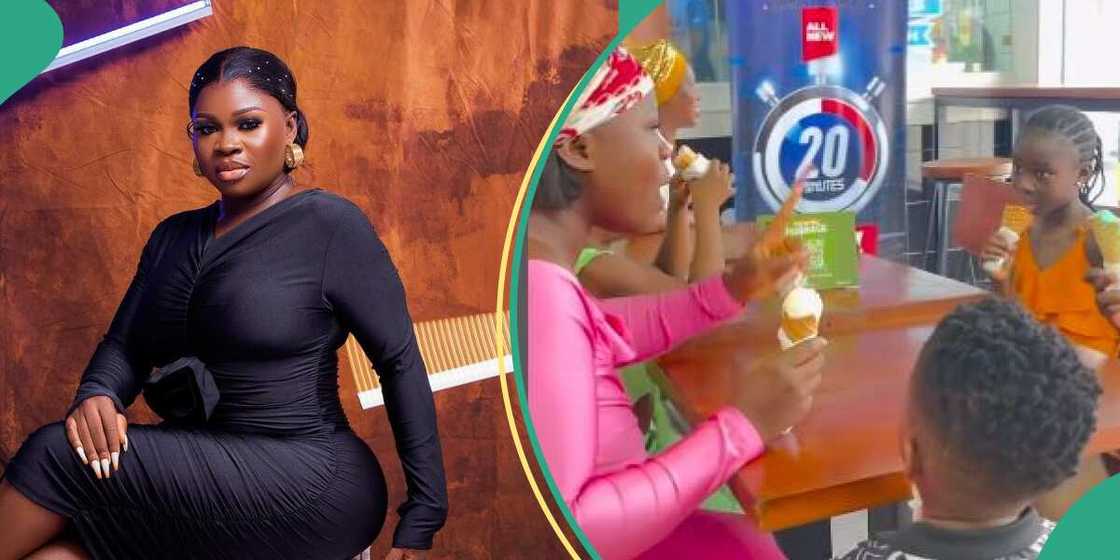 Actress Olaide Oyedeji buys ice cream for kids, ignores nanny. Actress Olaide Oyedeji buys ice cream for kids, ignores nanny.