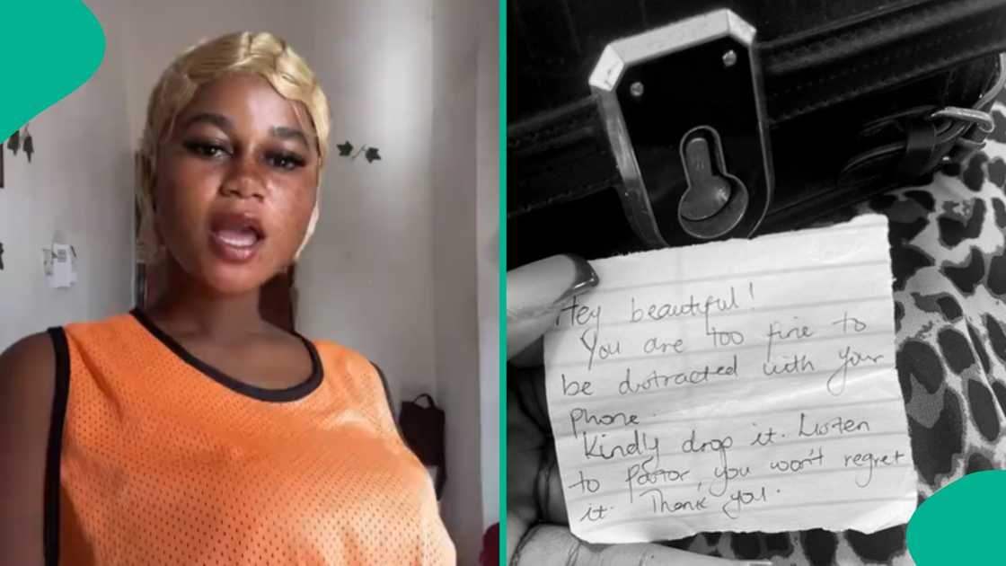 A Nigerian lady on TikTok shares the unexpected note an usher gave her during a church service. A Nigerian lady on TikTok shares the unexpected note an usher gave her during a church service.