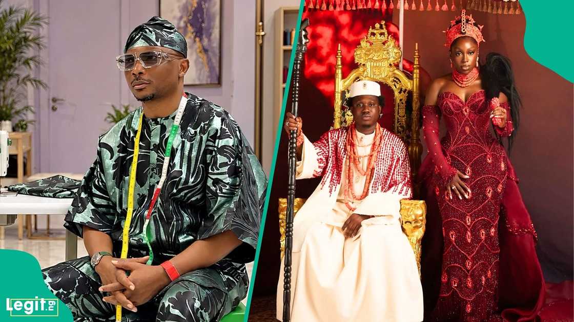 Bouncers stop fashion designer Seyi Vodi at Zlatan Ibile and Davita Lamai’s star-studded wedding