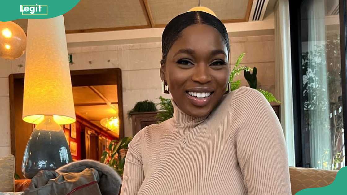 Sabrina from BBNaija smiles as she enjoys a meal at a restaurant Sabrina from BBNaija smiles as she enjoys a meal at a restaurant