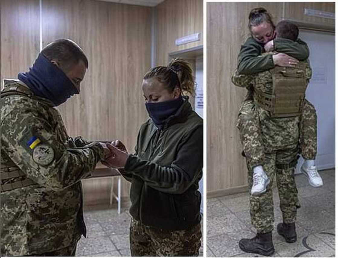 Another Ukrainian couple who are soldiers gets married in the frontline