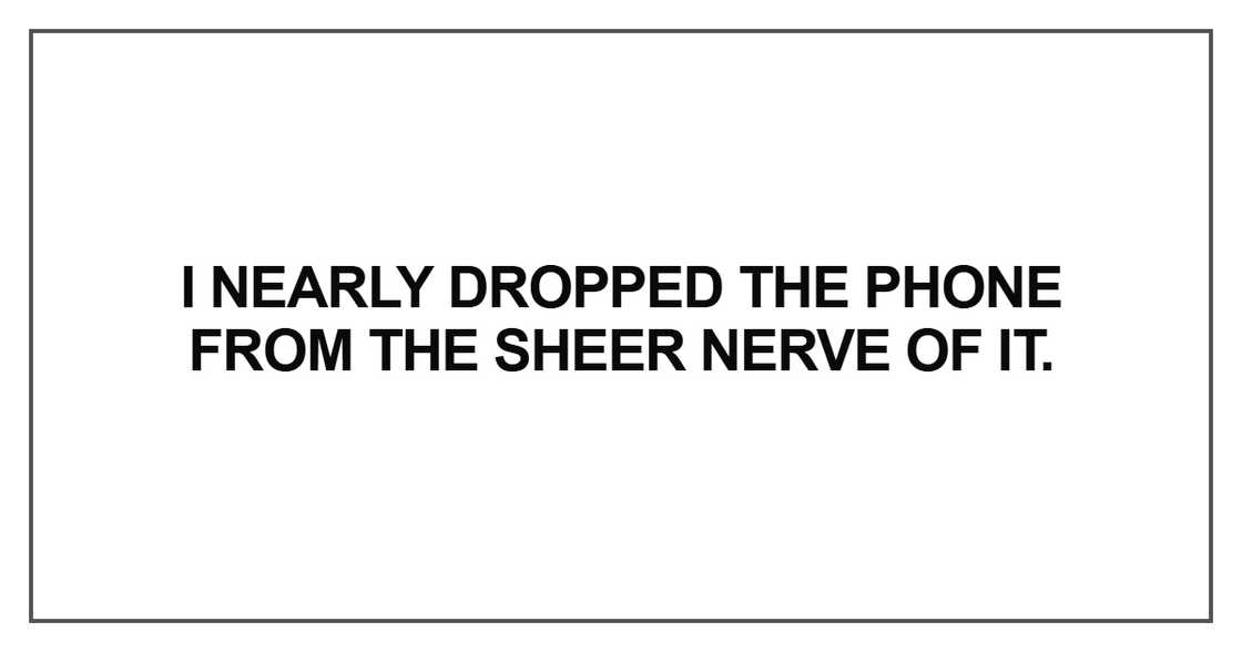 I nearly dropped the phone I nearly dropped the phone