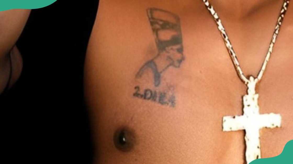 Tupac's '2.DIE.4' tattoo Tupac's '2.DIE.4' tattoo