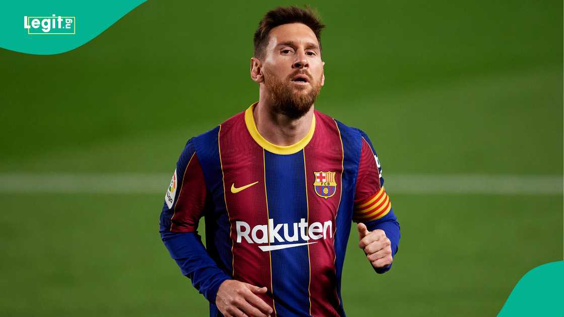 Lionel Messi during La Liga match between FC Barcelona and Real Valladolid on April 05, 2021 in Barcelona. Photo by Alex Caparros Lionel Messi during La Liga match between FC Barcelona and Real Valladolid on April 05, 2021 in Barcelona. Photo by Alex Caparros