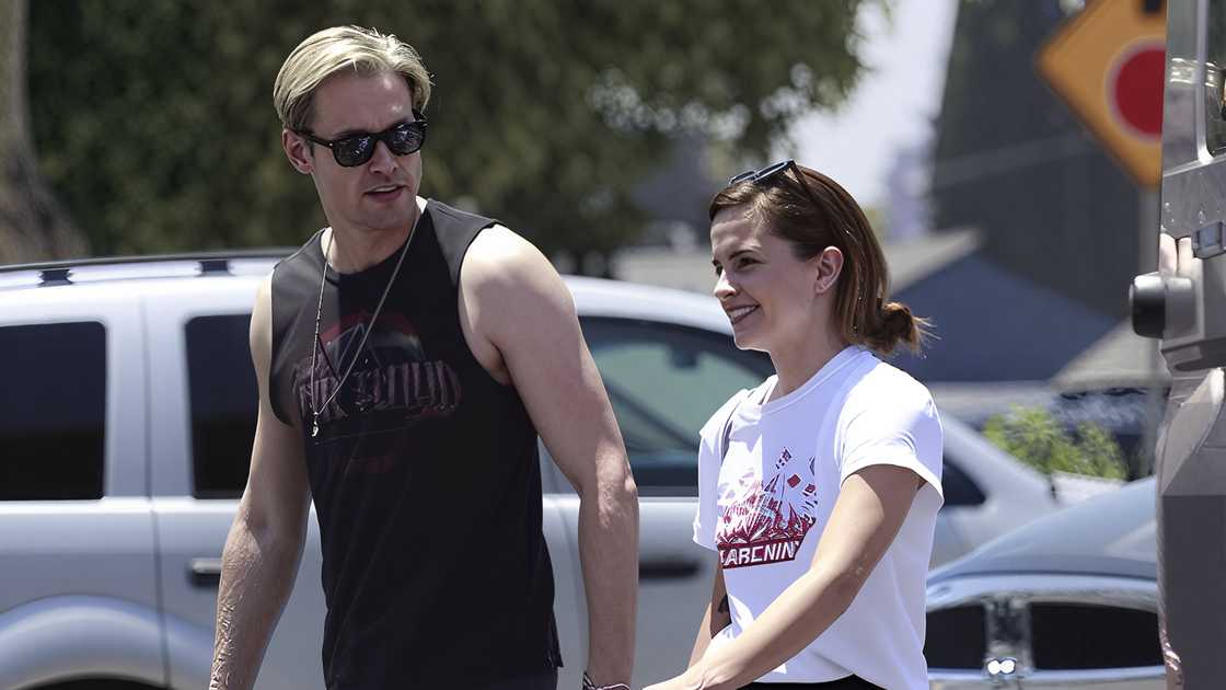 Emma Watson and Chord Overstreet walking Emma Watson and Chord Overstreet walking
