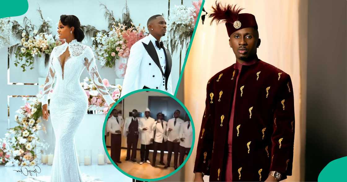 Fans share thoughts about Juma Jux's wedding outfit. Fans share thoughts about Juma Jux's wedding outfit.