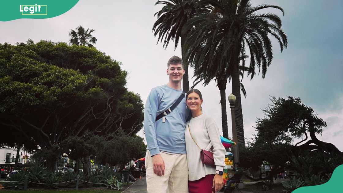 Kyle Filipowski and Caitlin Hutchinson in a public park Kyle Filipowski and Caitlin Hutchinson in a public park