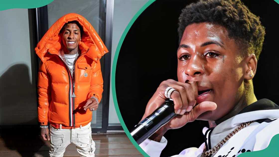 NBA YoungBoy in front of a building (L), NBA YounBoy performing at Champions Square in New Orleans, Louisiana (R). NBA YoungBoy in front of a building (L), NBA YounBoy performing at Champions Square in New Orleans, Louisiana (R).