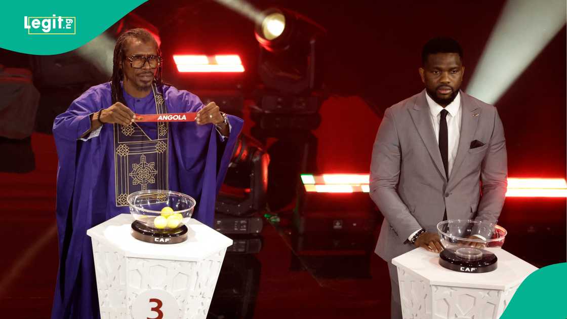 Aliou Cisse, Joseph Yobo, AFCON draws, Rabat, Morocco. Aliou Cisse, Joseph Yobo, AFCON draws, Rabat, Morocco.