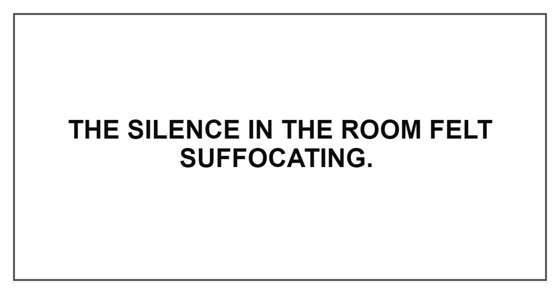 THE SILENCE IN THE ROOM FELT SUFFOCATING THE SILENCE IN THE ROOM FELT SUFFOCATING