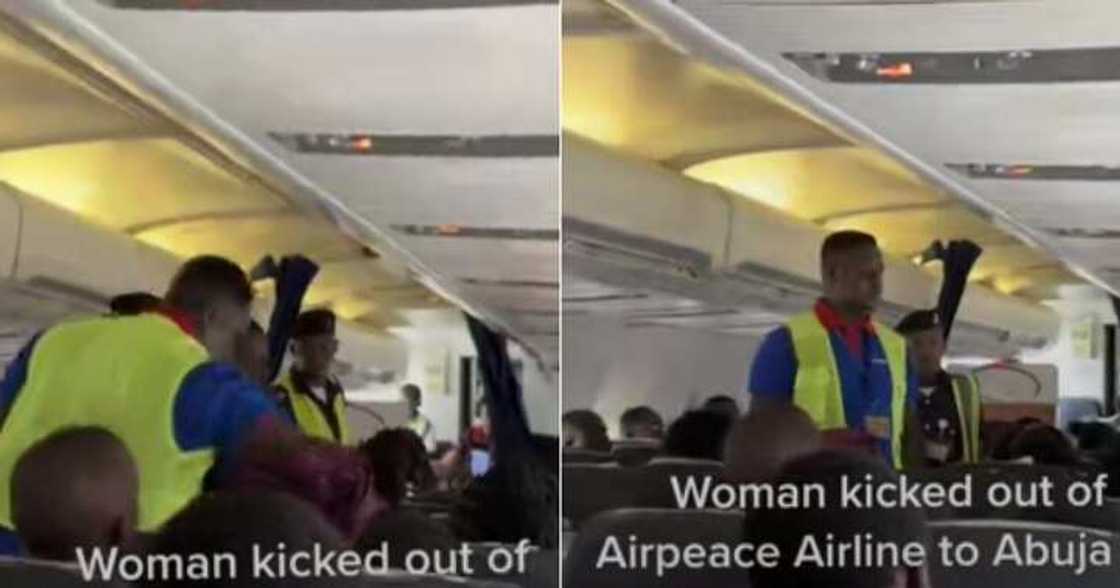 Woman kicked out of aeroplane Woman kicked out of aeroplane