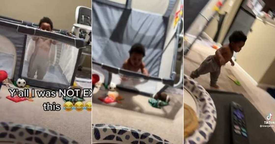 Little boy escapes from cot Little boy escapes from cot