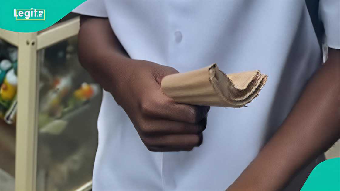Secondary school student holds paper instead of cash at computer village Secondary school student holds paper instead of cash at computer village