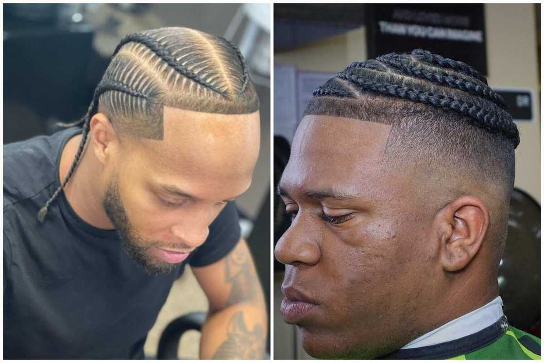 Braid with low fade for men with long hair Braid with low fade for men with long hair
