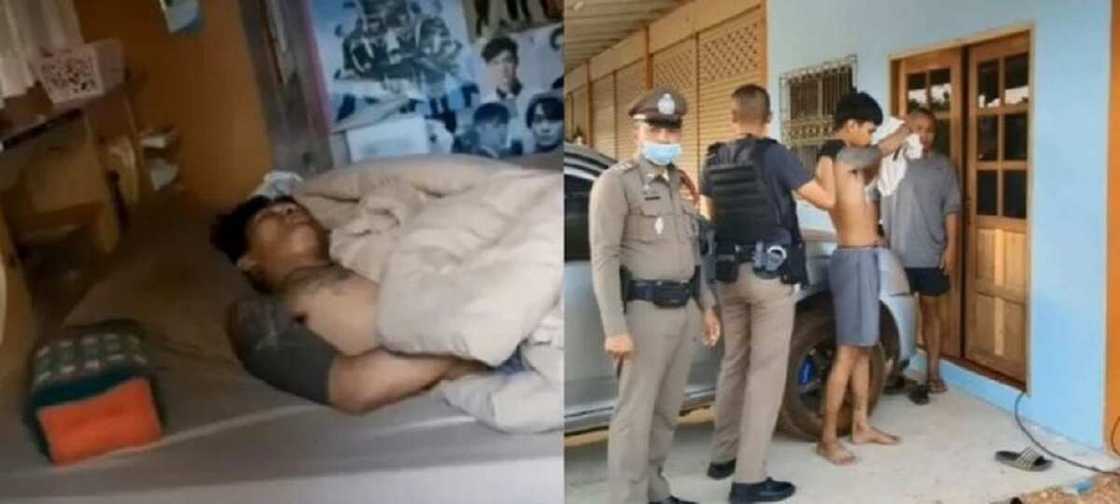 Hotunan ɓarawon da aka kama yana sharɓar barci a gidan ɗan sanda da ya shiga yin sata Hotunan ɓarawon da aka kama yana sharɓar barci a gidan ɗan sanda da ya shiga yin sata