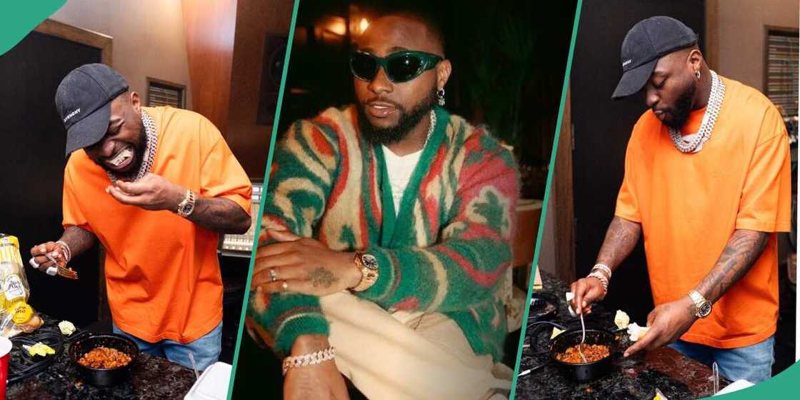 Photos of Davido eating Bread and Beans Photos of Davido eating Bread and Beans