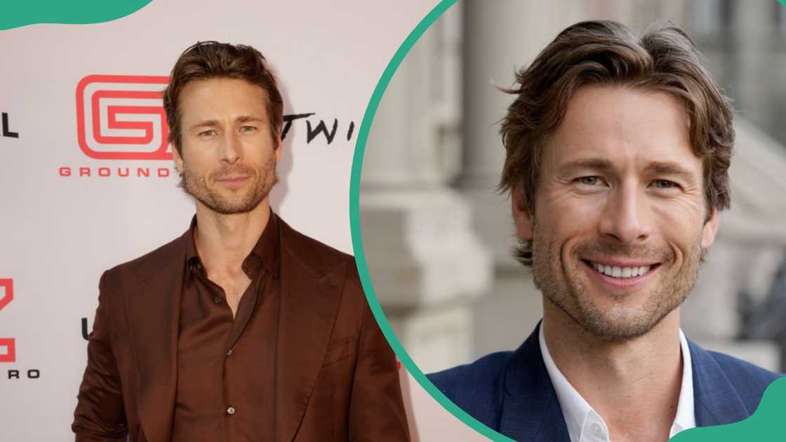 Glen Powell attends an event in Oklahoma City, Oklahoma (L) and another one in Universal City, California (R) Glen Powell attends an event in Oklahoma City, Oklahoma (L) and another one in Universal City, California (R)