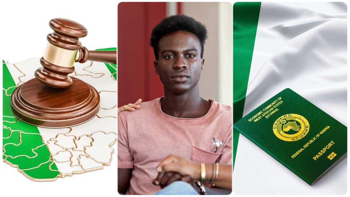 Photo of Nigerian man in sorry and international passport. Photo of Nigerian man in sorry and international passport.