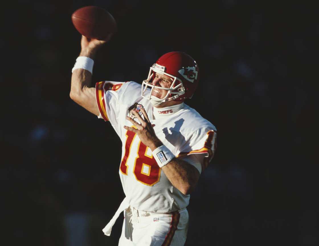 Elvis Grbac during the American Football Conference West game against the Denver Broncos