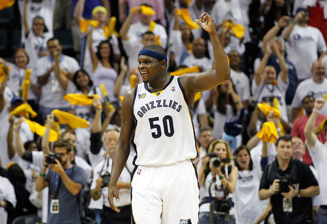 Zach Randolph reacts in the final seconds of their 95-83 win over the Oklahoma City Thunder in Game Six of the Western Conference Semifinals