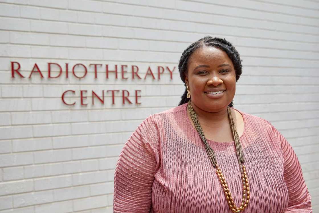 Dr Nothando Mutizira poses for a photograph outside the Radiotherapy Centre Dr Nothando Mutizira poses for a photograph outside the Radiotherapy Centre
