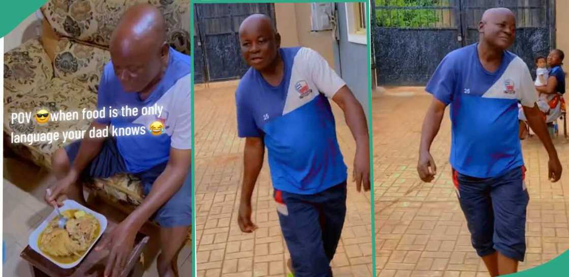 Father who was happy after eating. Father who was happy after eating.