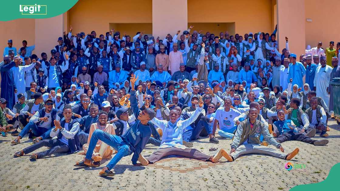 Management and students group at the admin block permanent site