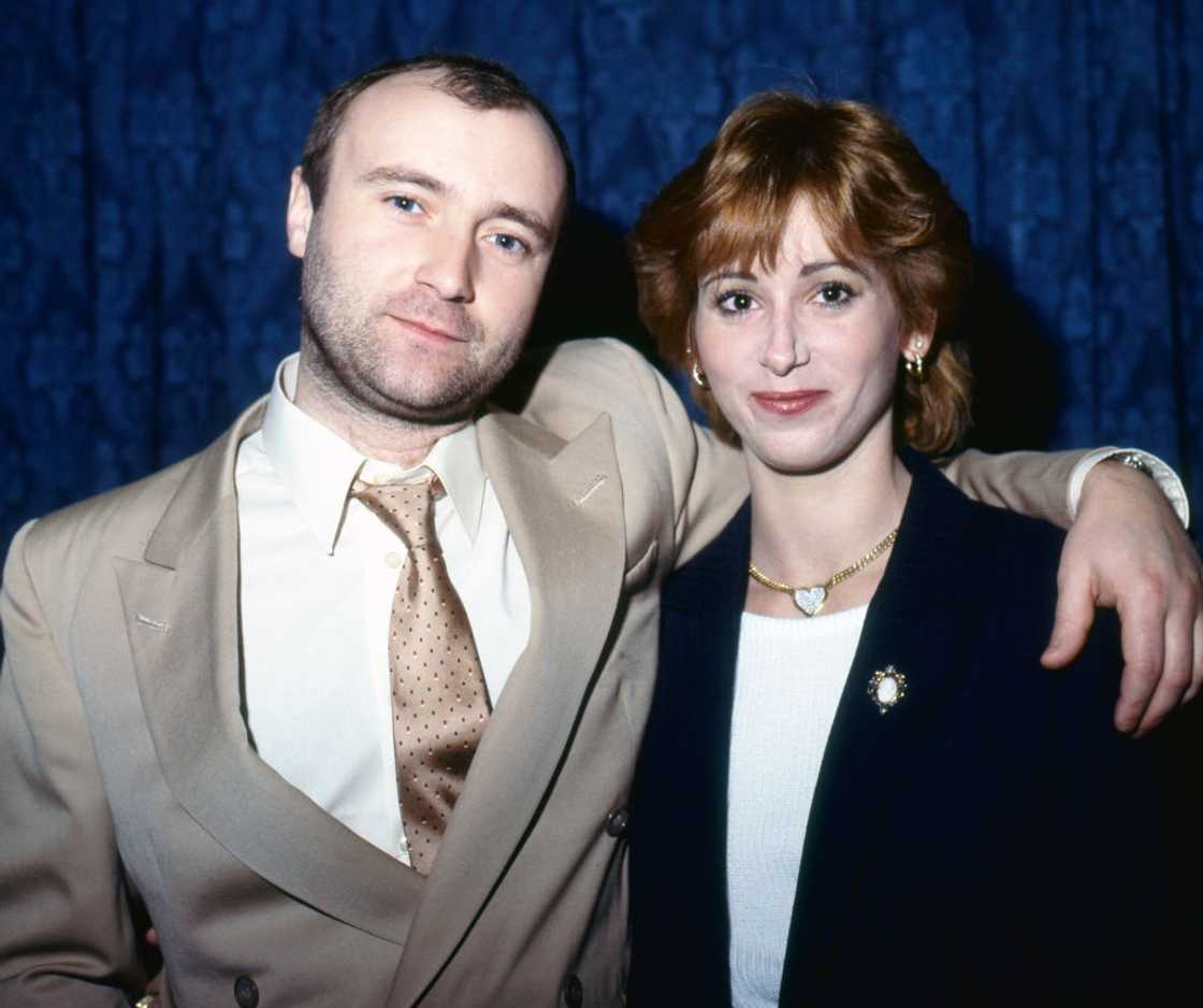 Phil Collins and American socialite Jill Collins posing together