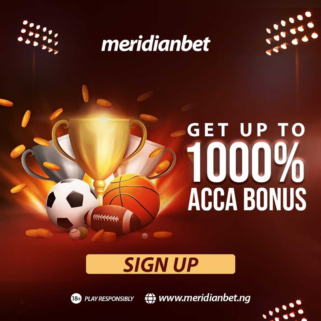 Meridianbet Launches in Nigeria with the Biggest ACCA Bonus - Up to 1000 percent Meridianbet Launches in Nigeria with the Biggest ACCA Bonus - Up to 1000 percent