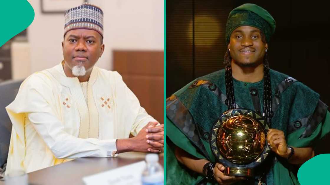 Ademola Lookman wins the 2024 African Footballer of the Year Award, celebrating in traditional Lukumi Yoruba attire. Ademola Lookman wins the 2024 African Footballer of the Year Award, celebrating in traditional Lukumi Yoruba attire.