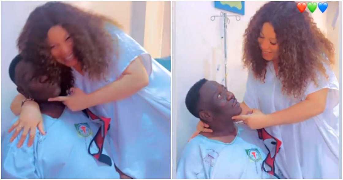 Monalisa Chinda visits Mr Ibu. Monalisa Chinda visits Mr Ibu.