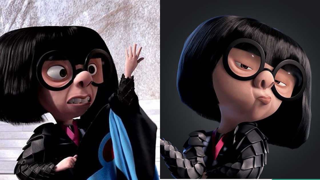 Edna Mode in an angry state and with pouted lips