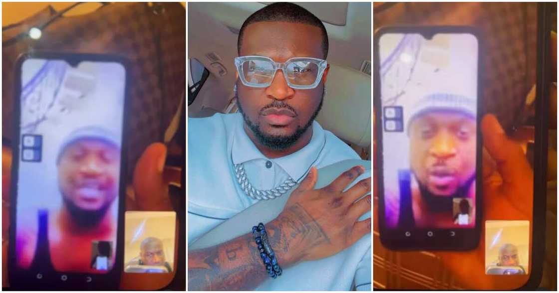 Peter PSquare catches fraudster using his face on video call to scam people. Peter PSquare catches fraudster using his face on video call to scam people.