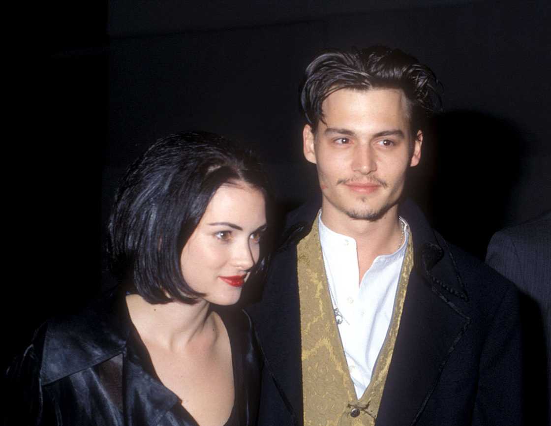 Winona Ryder and Johnny Depp at a film premiere in California