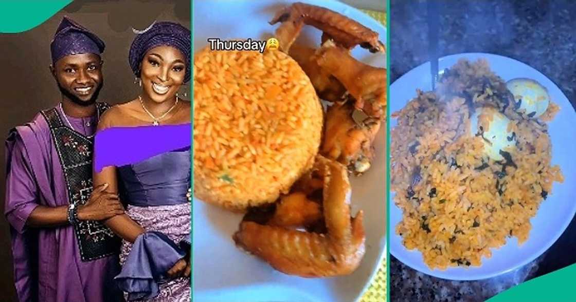 Married lady displays variety of rice dishes he serves husband daily