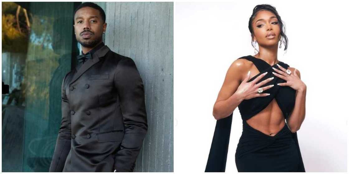 Photos of Michael B. Jordan and Lori Harvey.