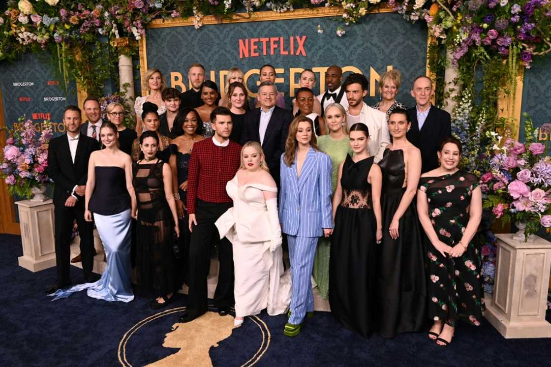 Crew and cast members attend the premiere for season 3 of "Bridgerton," one of Netflix's most popular TV series