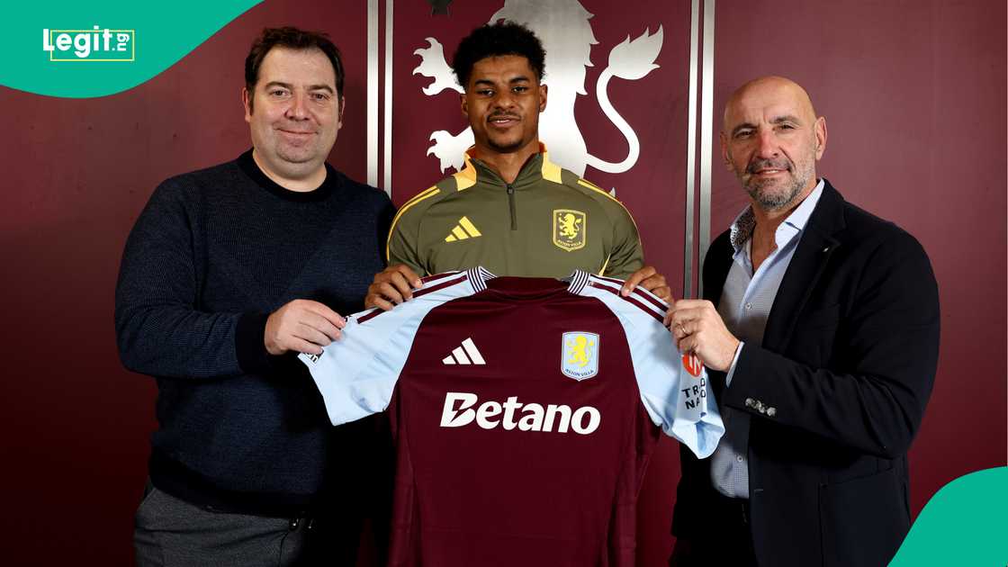 Damian Vidagany, Marcus Rashford, Monchi, Aston Villa, Bodymoor Heath training centre, Birmingham, England.