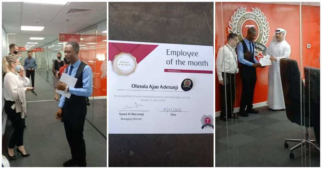 Adetunji Olusola Ajao Phillip, Dubai company, Nigerian man, Best Emloyee of the Month of June, Transguard Group Head Office Adetunji Olusola Ajao Phillip, Dubai company, Nigerian man, Best Emloyee of the Month of June, Transguard Group Head Office