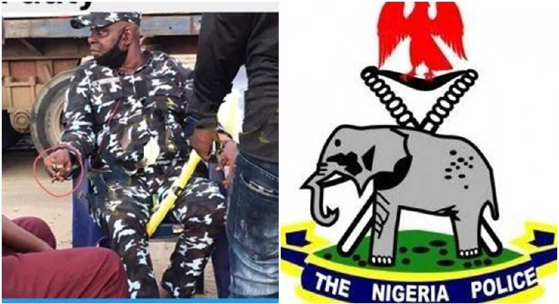 Nigerian police office caught smoking in public to face disciplinary measures. Nigerian police office caught smoking in public to face disciplinary measures.