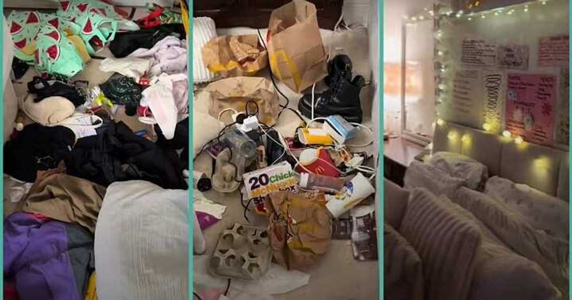 22-year-old lady shares transformation photos of her extremely untidy room